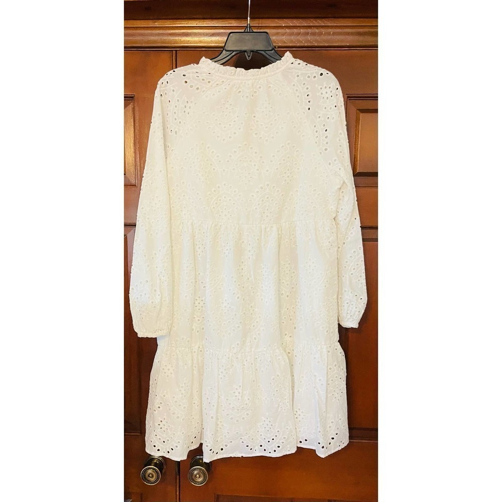 Adyson Parker Long Sleeve Cotton Eyelet Dress in Cloud White - Picture 2 of 6